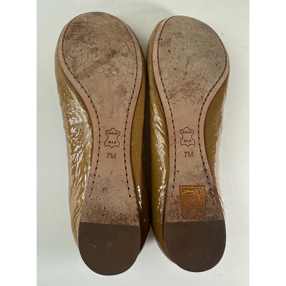 Tory Burch Caroline 2 Ballet Flats Tan Beige Patent Leather Ballerina Shoes 7 7M - Picture 15 of 16